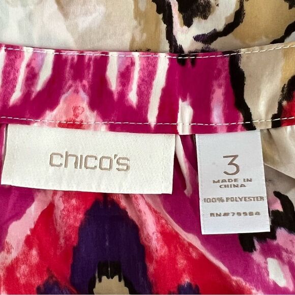 Chicos Womens Paisley Boho Tunic Top Size XL Peasant Flowy Loose Travel Vacation - Picture 8 of 8